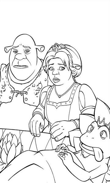 kolorowanka Shrek i Fiona malowanka do wydruku z bajki dla dzieci, do pokolorowania kredkami, obrazek nr 27
